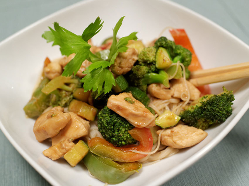 Chicken and Rice Noodle Stir Fry